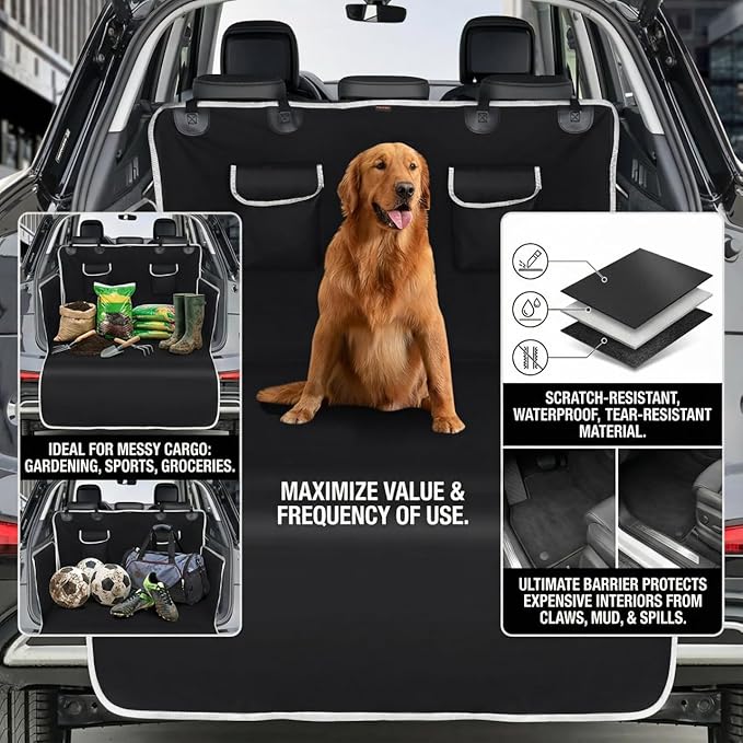 Cargo Liner for Dogs Waterproof PetCargo Liner with Side Flaps Large SizeUniversal Fit Area with Side and BumperProtector SUV Pet Cargo Liner