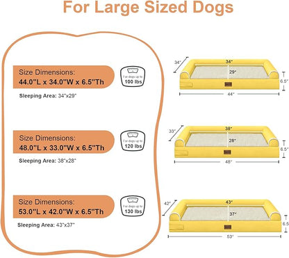 Large Dog Bed Orthopedic Washable: Beds Bolster XXL Bed Big XLarge Dogs Egg Crate Foam Sofa Couch Waterproof Removable Cover - Ginger
