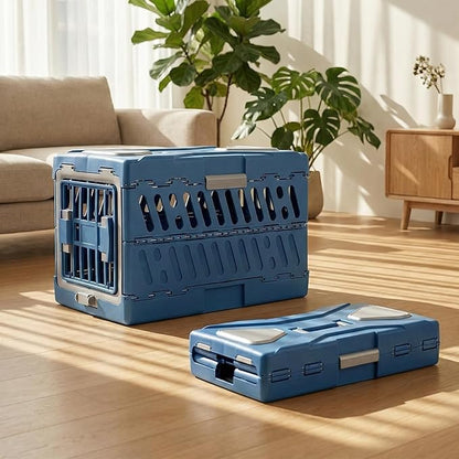 Collapsible Pet Carrier for Small Dogs & Cats - 3-Second Fold Portable Pet Travel Crate, Durable PP Material, Ventilated Design, Double-Sided Door, Foldable Pet Kennel for Car/Outdoor/Home