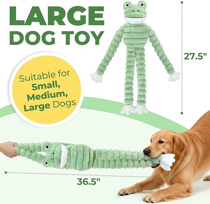 Prime Pets Squeaky Dog Toys for Large Dogs, 27” Plush Frog Dog Toy with Crinkle Paper for Small Medium Large Dogs, Stuffed Puppy Chew Toys to Keep Them Busy