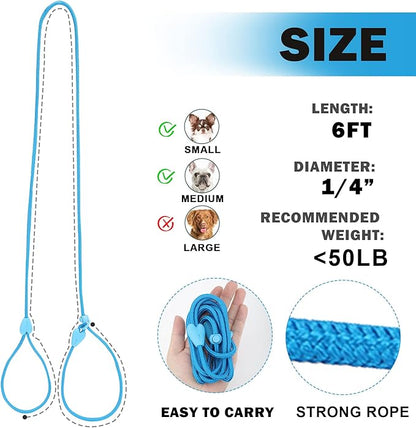 Slip Leads for Dogs Comfortable 6 FT Heavy Duty Loop No Pull Pet Training Leash 6 Colors Classic Dog Leash for Small Medium Dogs, Blue