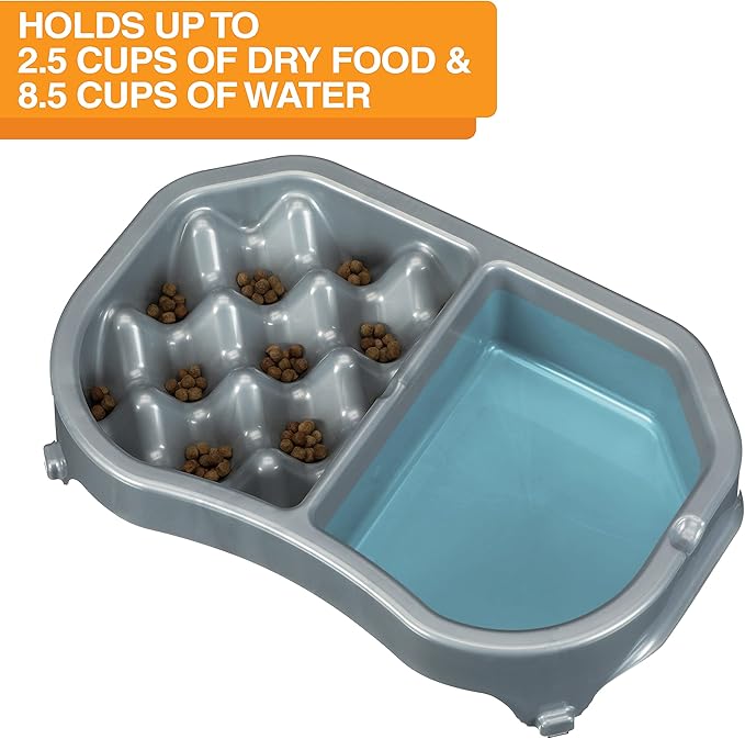 Neater Pet Brands Neater Slow Feeder Dog Bowls, Slows Down Fast Eating to Prevent Vomiting, Overeating, & Bloat, Dog Slow Feeder Bowl with Wide, Non-Slip Base, Holds 2.5 Cups Food and 8.5 Cups Water