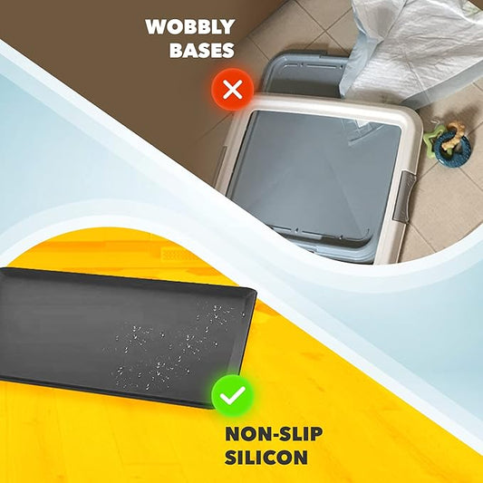 Skywin TidyFriend Dog Pee Pad Holder Tray - Fits Up to 24” x 24” Pee Pad Holder for Dogs - Stable Grip, Raised Edges, Quick-Wipe Silicone Surface Dog Pad Holder for Indoor Flooring Protection (Black)