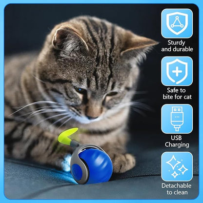 Speedy 2.0 Cat Toy, 2Pac and 6 Tails 2 Speedy Tail 2.0 Automatic Moving Cat Toys Ball, Interactive Cat Toys for Indoor Cats,Obstacle Avoidance Smart Cat Toy for Small/Medium/Large Cats
