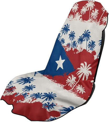 SEANATIVE Car Towel Seat Covers, Washable Seat Protector, One Towel Cushion Cover, Fit Beach Swimming Outdoor Sports, Universal Fit Most Cars Trucks SUVs, Puerto Rico Flag Palm Print