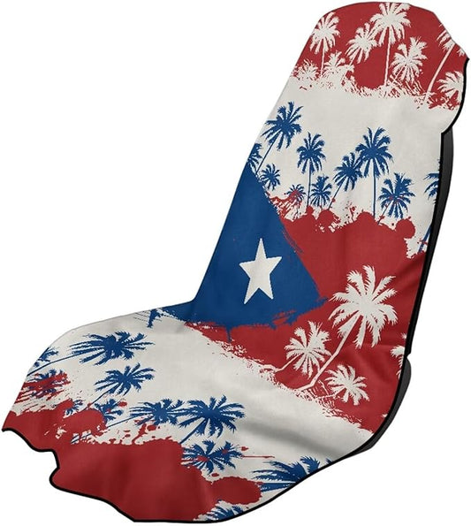 SEANATIVE Car Towel Seat Covers, Washable Seat Protector, One Towel Cushion Cover, Fit Beach Swimming Outdoor Sports, Universal Fit Most Cars Trucks SUVs, Puerto Rico Flag Palm Print