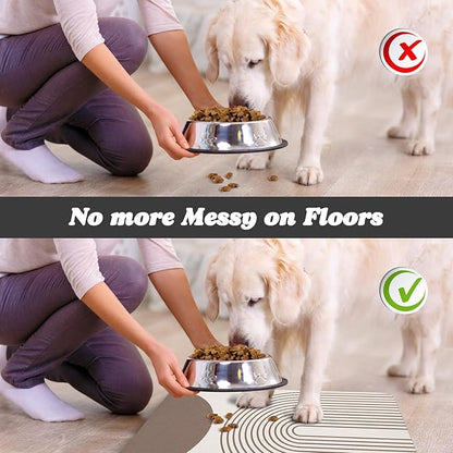 Dog Food Mats,Cat Absorbent Water Bowl Feeding Mats Pet Placemats for Food and Water Brown Bohemia 17 * 30 inch