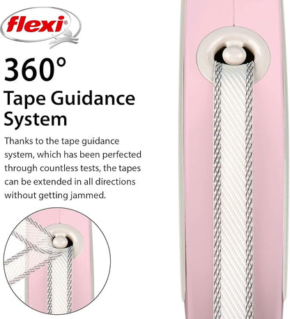 FLEXI Tape Retractable Dog Leashes for Small Dogs Upto 26 lbs. – 10 ft., Pink/Rose | Tangle Free Pet Walking Leash with One-Handed Brake, Pause, Lock|German Quality Product