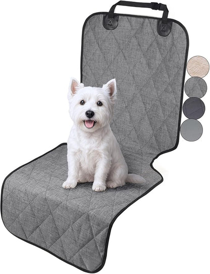 VIVAGLORY Front Dog Seat Covers, 1PACK No-Skirt Design 4 Layers Quilted & Durable 600 Denier Oxford Dog Seat Cover with Anti-Slip Backing for Most Cars, SUVs & MPVs, Heather Black