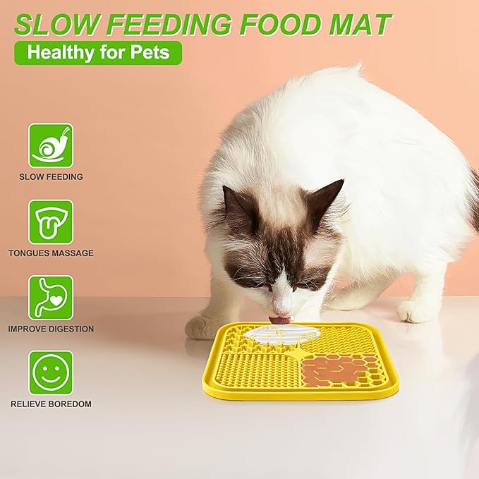 LUKITO 3PCS Lick Mat for Dogs and Cats, Licking Mat with Suction Cups for Anxiety Relief, Cat Peanut Butter Lick Pad for Boredom Reducer, Dog Enrichment Toy, Dog Lick Mat for Bathing Grooming