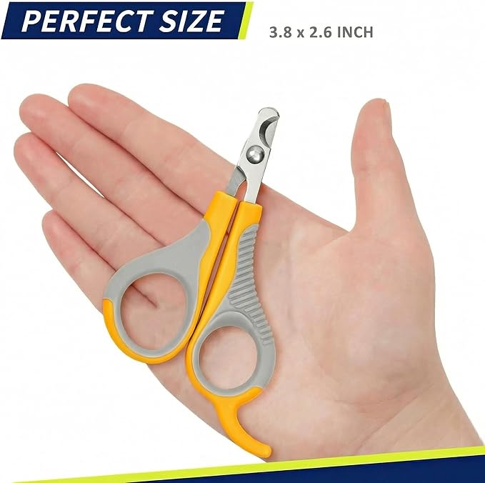 WePet Pet Nail Clippers U07.2, Professional Claw Trimmer, Scissor for Cats, Puppies, Kittens, Hamsters, Rabbits and Small Animals, Sharp, Safe, Small, Grey/Yellow