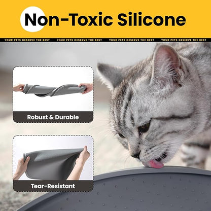Dog Food Mat,1/2 Inch Raised Edges Cat Feeding Mat for Spill Containment,BPA-Free Silicone Pet Food Mats for Floor Waterproof,Rubber Dog Placemats for Food and Water Bowls(Grey,19"x12")