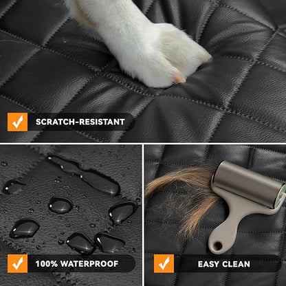 Car Seat Cover for Dogs,Waterproof PU Leather Dog Car Front Seat Cover,Heavy Duty Captain Seat Protector for Pets & Humans,Fit for Most Vehicles, Pickups,Trucks, SUVs(Black)