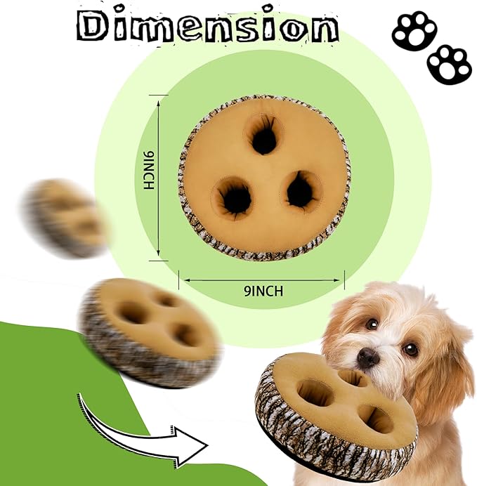 Hide and Seek Dog Toys, 2-in-1 Interactive Squeaky Puppy Toys with Detachable Non-Slip Base, Treat Dispensing & Flying Disc Fetch, Enrichment Toys for Small Medium Large Dogs