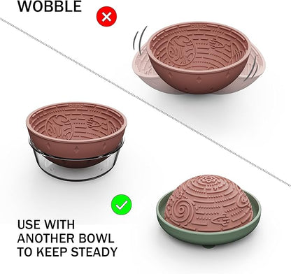 OHMO Slow Feeder Bowl Lick Mat for Dogs(Coral, 6.3") Interactive Soft Silicone w/Wobbly & Stable Galaxy Design, Reduces Pet Boredom Anxiety, Easy Clean