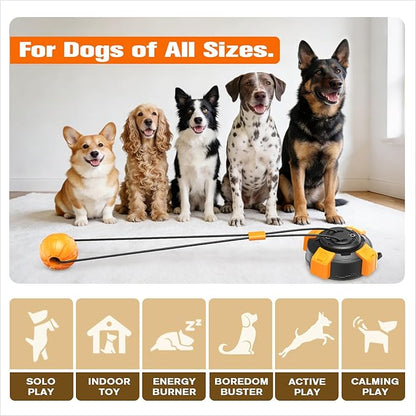 Interactive Dog Toys Upgraded Strong Tug-of-War Dog Toy Mentally Stimulating Toys for Dog Tug of War Dog Toy for Aggressive Chewers Durable Puppy Molar Chew Toy with Teeth Cleaning Dog （Black-orange）