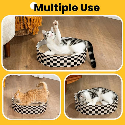 Cat Scratcher Box with 4 Cat Scratching Board Reversible Scratch Pad, Heavy Duty Corrugated Cardboard Pet Bed Lounger Kitty Scratchers for Indoor, Protects Furniture,Kittens Gifts-Large