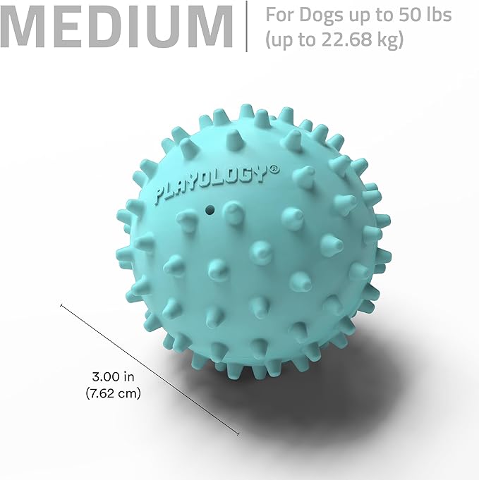 Playology Dog Toys | Spiky Chew Ball for Medium Dogs | Peanut Butter Scented Toy for Tough Chewers - Easy to Clean and Made from Non Toxic Materials