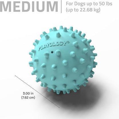 Playology Dog Toys | Spiky Chew Ball for Medium Dogs | Peanut Butter Scented Toy for Tough Chewers - Easy to Clean and Made from Non Toxic Materials