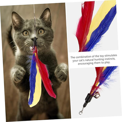 Long Kitten Teaser Home Cat Set Cat Teasing and Feather Teaser Stick Random