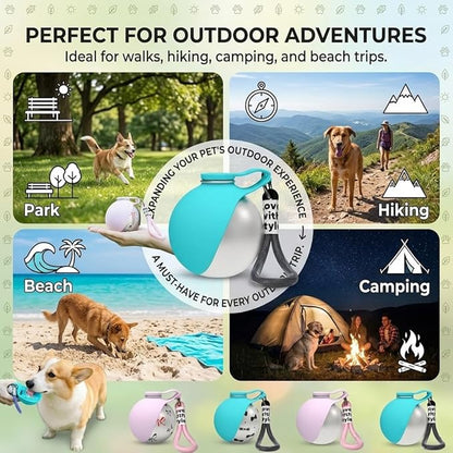2 in 1 Portable Dog Water Bottle for Small Pet, Travel Foldable Bowl Dispenser, Outdoor Walking Collapsible Feeder, Leak-Proof Silicone Puppy Drinking Tumbler 285ml Gear Supplies