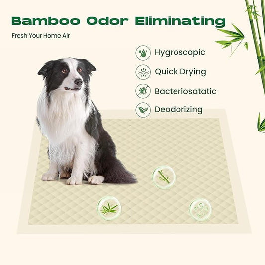 Puppy Pads 7 Count Small 22x22in Bamboo Training Pads Deodorizing Leakproof Quick Drying Dog Pee Pads Super Absorbent Disposable Pee Pads for Dogs Puppies, Doggie, Cats, Rabbits