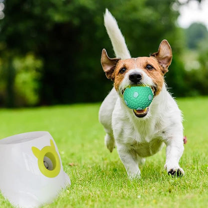 BESTHLS Automatic Dog Ball Launcher & 22pcs 2inch Tennis/Rubber Ball for Small Medium Dogs Fetching Distance 10-30ft (Purple)