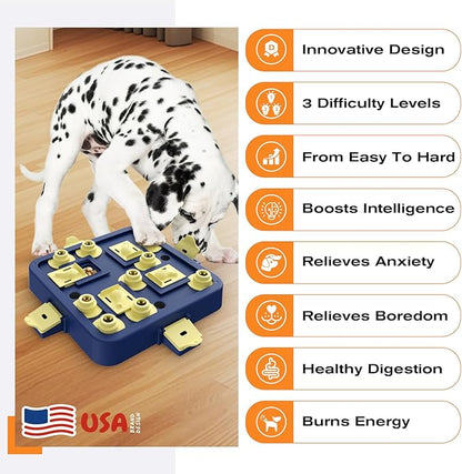 KADTC Dog Chess Puzzle Toy, U.S. Brand & Design - 3 Levels of Step-by-Step Challenge,Easy-to-Advanced for Smart Dogs Interactive Boredom Buster Mental Stimulation Enrichment Puppy Treat Brain Games