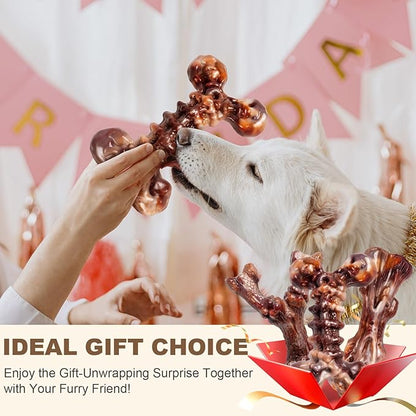 3-Pack Indestructible Dog Toys for Aggressive Chewers, Bacon Flavored Tough Nylon Bones for Medium Large Dogs (25-90 lbs), Heavy Duty Power Chew Toys, Super Big Dog Toys (Brown)