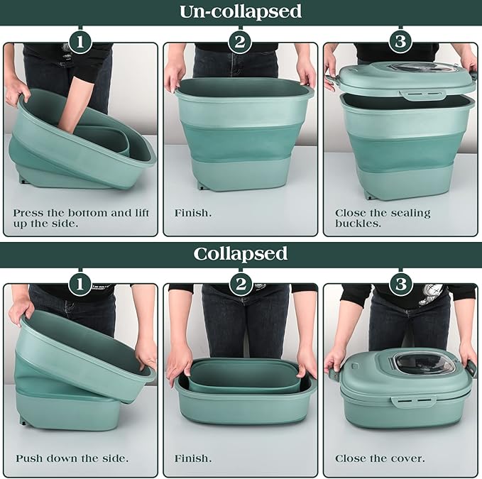 Dog Food Storage Container, Airtight Collapsible 13lb to 30lb Pet Food Container with Flip Top, Rolling Wheel, Scoop and 3L small container for Dog Cat Food and Dry Food of Rice, Flour