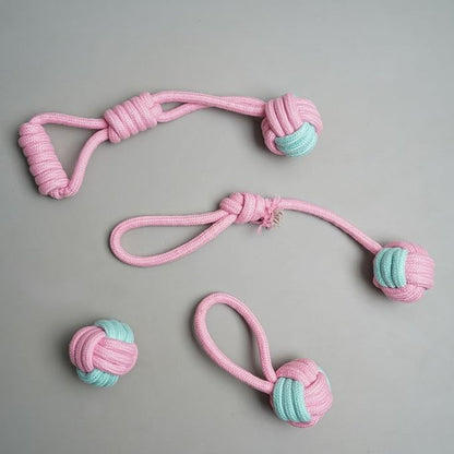 2ME Puppy Rope Toys for Teething and Chewing - Set of 4 Natural Cotton Tug of War Rope for Dogs of All Breeds and Sizes