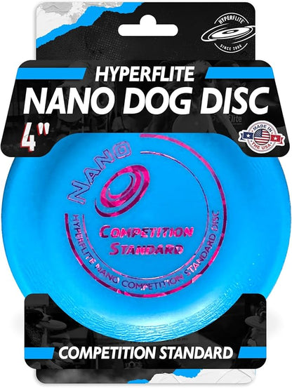 Hyperflite Nano Competition Standard Disc Dog Disc 4” (17g) | Official Skyhoundz Mini Flying Disc for Small Dog & Puppy | Long-Flying, Lightweight Dog Toy for Backyard, & Beach | Anti-Glare - Blue