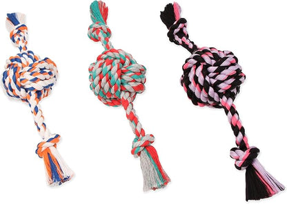 Mammoth Pet Products Flossy Chews Color Monkey Fist Ball with Rope Ends, Small, 13-Inch, MultiColored (20090F)
