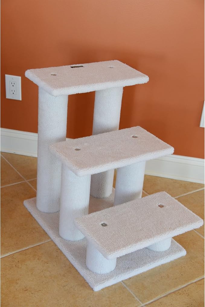 Armarkat Real Wood Pet Steps, 3-steps, B3001, Ivory,17"(W)x25"(D)x25"(H), each platform 9" Deep