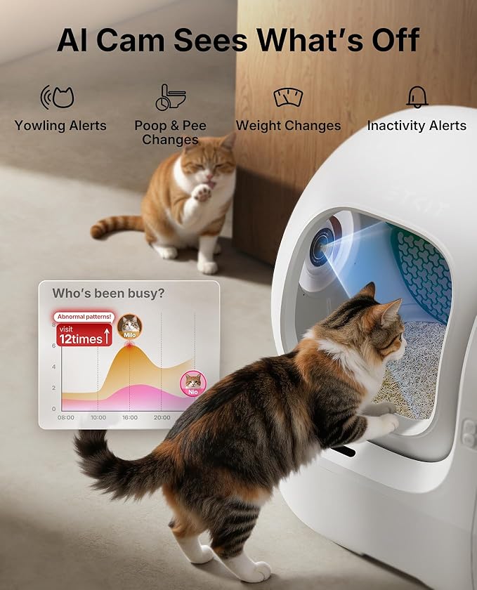 PETKIT 2025 Purobot Max Pro 2 AI-Camera Self Cleaning Cat Litter Box, Extra Large Opening 210° Wide Angle Lens Cat Facial Recognition Automatic Litter Box with 5G WiFi App Control Odor-Free