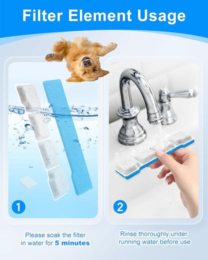 8 Set Dog Water Filter Replacement Compatible with SIBAYS & Compatible with Kastty 15L/4Gal, Dog Water Fountain Filter, Multilayer Filtration System 8Pre-Filter+8 Filters+8 Sponges