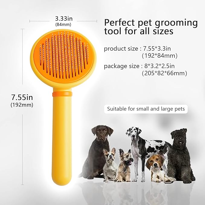Cat Hair Brush with Release Button for Indoor Cats, Pet Grooming Brush for Long or Short Hair Dogs, Cat Combs for Pet Massage Self-Cleaning Cat Hair Brush