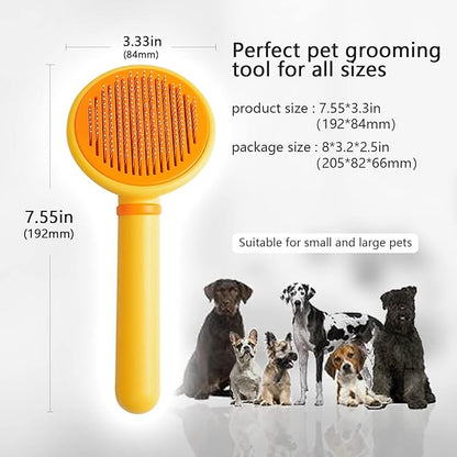 Cat Hair Brush with Release Button for Indoor Cats, Pet Grooming Brush for Long or Short Hair Dogs, Cat Combs for Pet Massage Self-Cleaning Cat Hair Brush