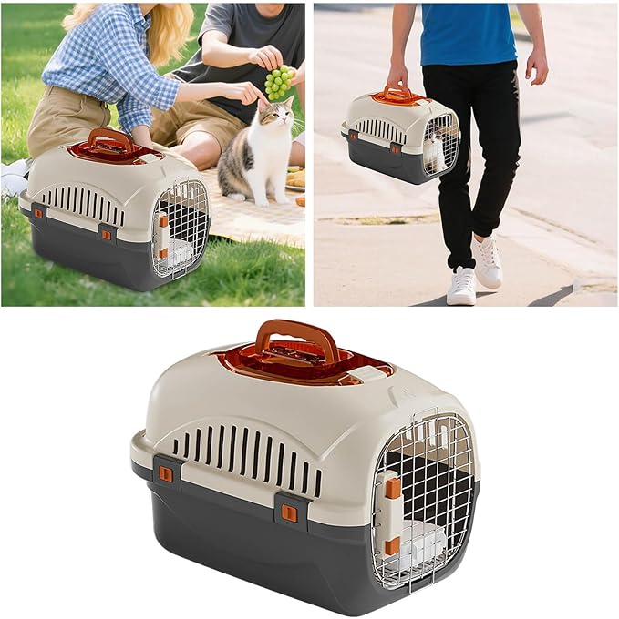 Detachable Pet Carrier for Small Animal, 2025 New Ventilated Plastic Dog Crates, Portable Hard-Sided Dog Crate with Handle for Puppies ＆ Cat Traveling, Hiking, Camping (Black)
