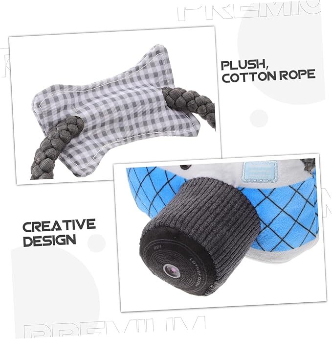 Angoily Dog Chew Toy Camera Shape Squeaky Interactive Puppy Teething Toy for Small Medium Large Dogs Durable Chewing and Teeth Grinding Plaything