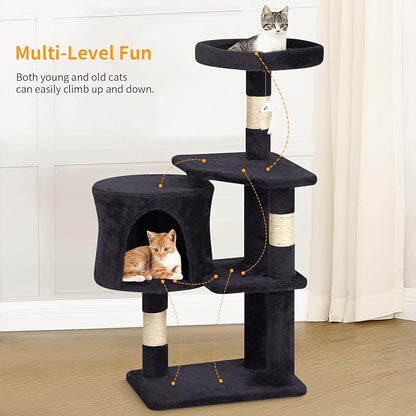 BestPet | 36" Cat Tree Tower | Dark Gray | Sturdy Multi-Level Cat Tree with Plush Condo, Cozy Perch, Sisal Scratching Posts, Hanging Toy and Stable Frame | Easy Assembly | for Kittens & Adult Cats