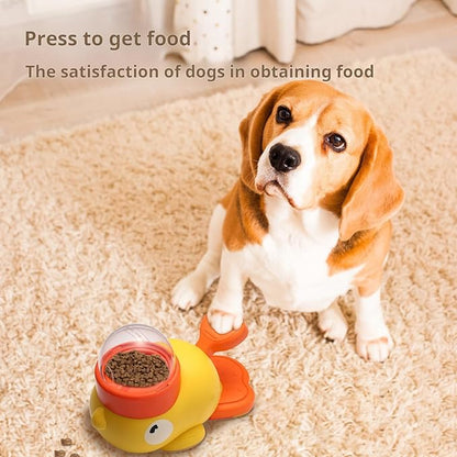 2-in-1 Interactive Dog Puzzle Toy & Slow Feeder – Fun Treat Dispenser for Small & Medium Dogs, Anti-Gulping Duck-Shaped Design, Reduces Bloating & Boredom, No Battery Required (Yellow)