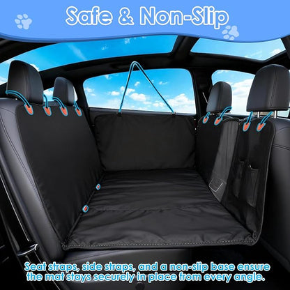 Gugxiom Upgraded PU Leather Back Seat Extender for Dogs, Waterproof Heavy Duty Hard Bottom Dog Car Seat Cover Hard Bottom, Support 400lbs, Anti-Scratch Dog Hammock for Car, SUV, Truck