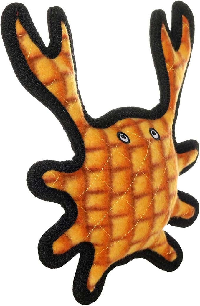 TUFFY - World's Tuffest Soft Dog Toy - Ocean- Squeakers - Multiple Layers. Made Durable, Strong & Tough. Interactive Play (Tug, Toss & Fetch). Machine Washable & Floats. (Crab Orange, Medium)