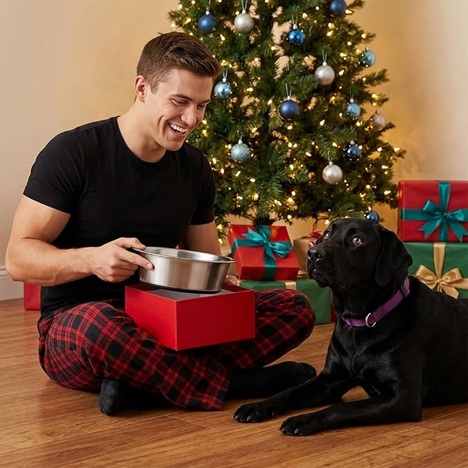 4-Pack Heavy Duty Stainless Steel Dog Bowls with Non-Slip Base – 8 Cup (64 oz) Rust-Resistant Metal Food & Water Dishes for Medium & Large Dogs