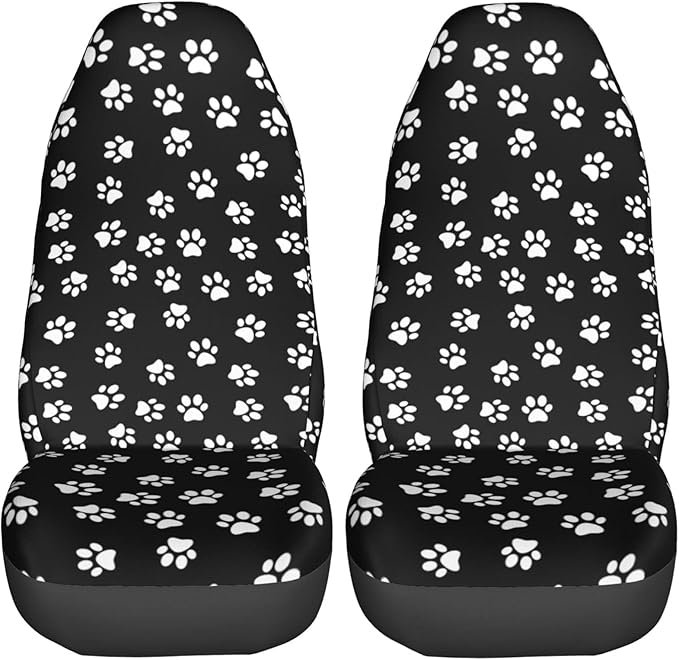 Foruidea Dog Paw Print Car Seat Covers Universal 2 Pcs Auto Front Seat Cover Fit Most Cars,SUV,Sedan,Trucks