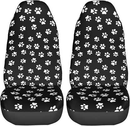 Foruidea Dog Paw Print Car Seat Covers Universal 2 Pcs Auto Front Seat Cover Fit Most Cars,SUV,Sedan,Trucks