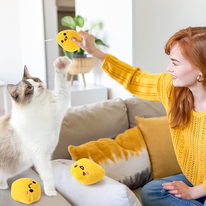 L1rabe Nuggets Catnip Stuffed Toys - 5Pcs Black Cat Appreciation Day Funny Yellow Fried Chicken Nuggets Indoor Cat Toys, Kitten Chew Bite Kick Interactive Supplies for Pet Lovers Kitten Birthday Gift