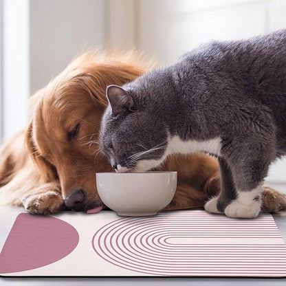 Dog Food Mats,Cat Absorbent Water Bowl Feeding Mats Pet Placemats for Food and Water Pink Bohemia 12 * 20 inch