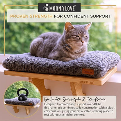 Cat Window Bed - Cozy Window Perch for Cats Inside - Stylish Cat Furniture with Soft Cushion, Perfect Kitten Bed & Cama para Gatos for Sunbathing, Hamaca para Gatos